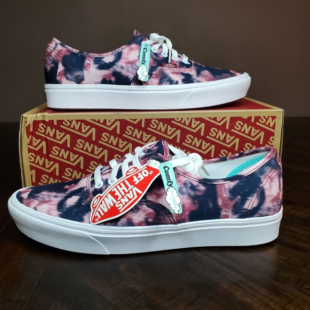 Vans Comfycush Authentic Grunge Wash Tiedye Women Size 13, Men Size 11.5